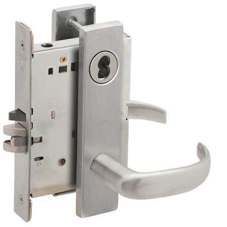 Schlage Grade 1 Entrance Office Mortise Lock, SFIC Prep Less Core, 17 Lever, L Escutcheon, Satin Chrome Fini L9050B 17L 626